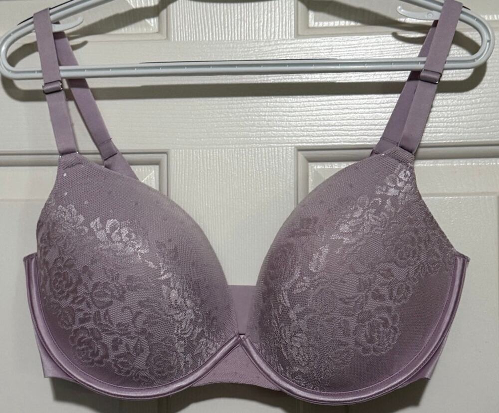 Secret Treasures Women's Purple Lace Side Smoothing Push Up Bra Size 36DD